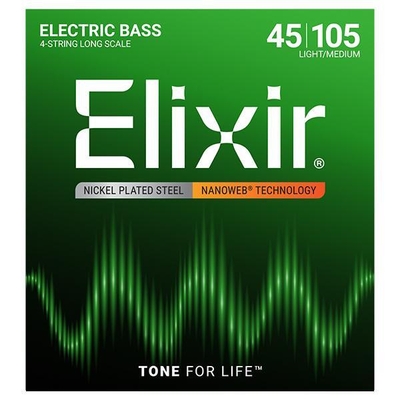 Elixir Bass NANOWEB Coating .045-.105 Long Scale, Light/Medium