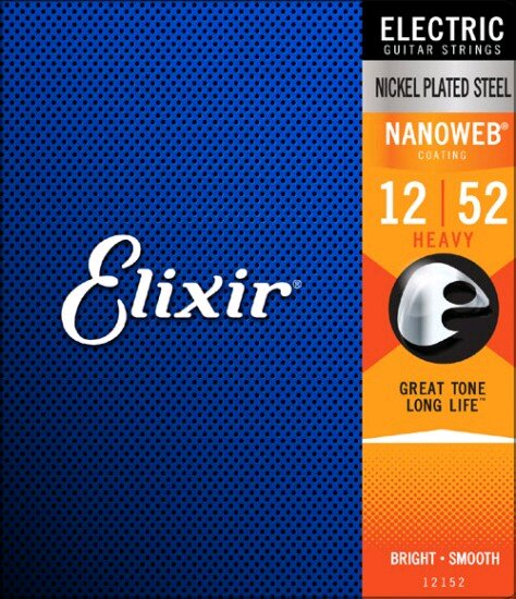 Elixir Electric Nanoweb Coated Plated Plain Steel .012-.052 Heavy : miniature 1