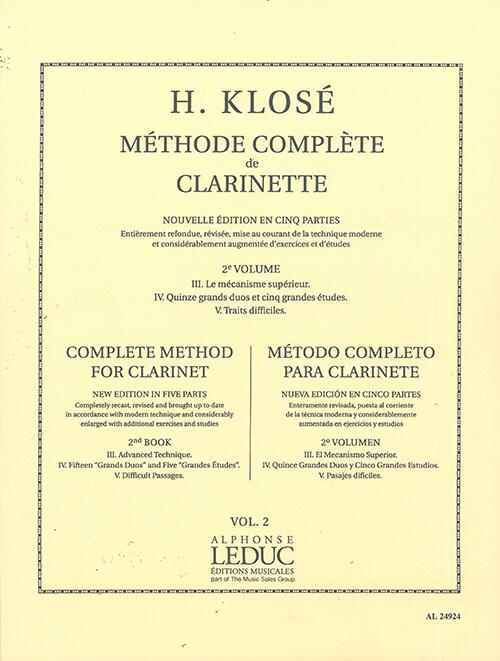 Alphonse Leduc Méthode Complète de Clarinette Volume 23. Le Méchanisme supérieur 4. Grand duos et grandes études 5. Traits difficiles : photo 1