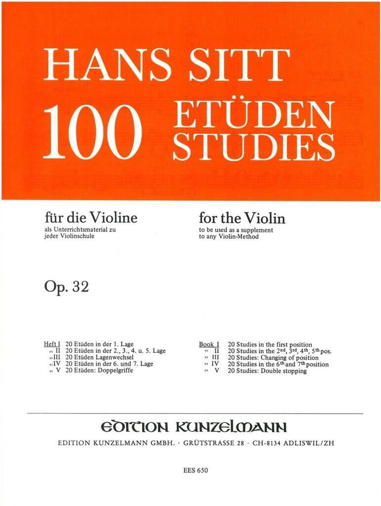 Kunzelmann 100 études pour violon op. 32 vol. 1 20 études dans la 1ère position : photo 1