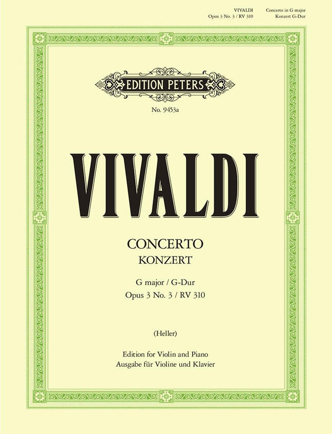 Concerto en sol majeur op. 3 no 3 (RV 310/P 96) Violin Concerto No.3 In G RV310 : photo 1
