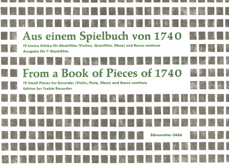 Aus Einem Spielbuch 1740 Recorder and Piano : photo 1