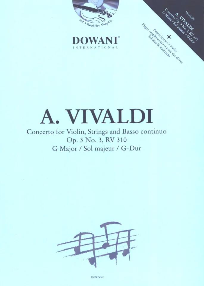Concerto en sol majeur op. 3/3 RV 310 violon cordes & BC : photo 1