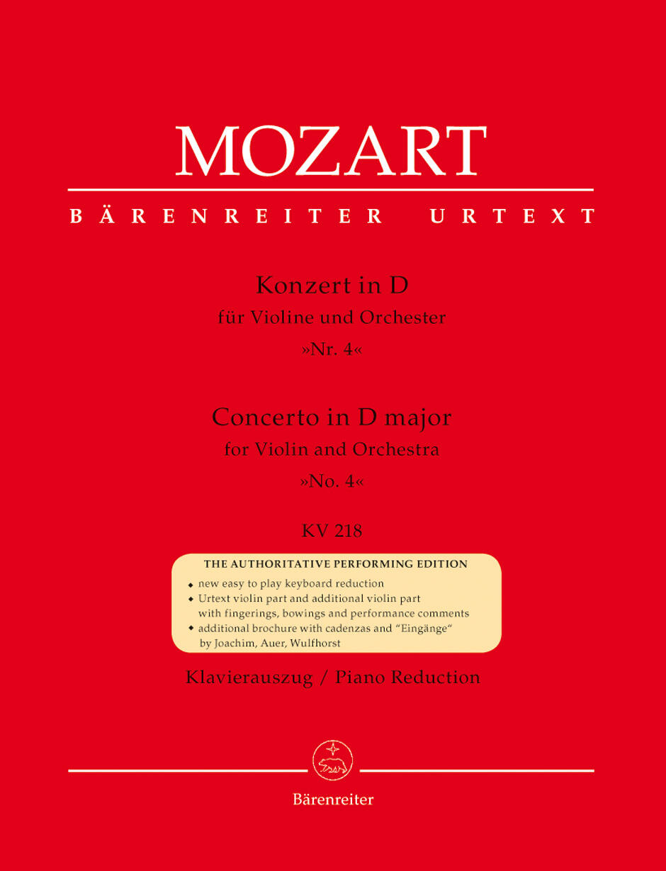 Concerto en ré majeur KV 218 / Violin Concerto No.4 in D major K.218 Piano Reduction : photo 1