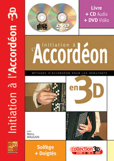Play Music Publ. Initiation Accordeon 3D Manu Maugain Accordion Buch + CD + CD-ROM MF2102 : photo 1