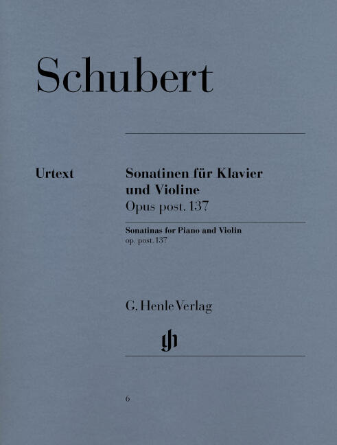 3 sonatines D 384. 385 & 408 Violin Sonatinas Op.137 Franz Schubert G. Violon et Piano HN6 (HN6) : photo 1