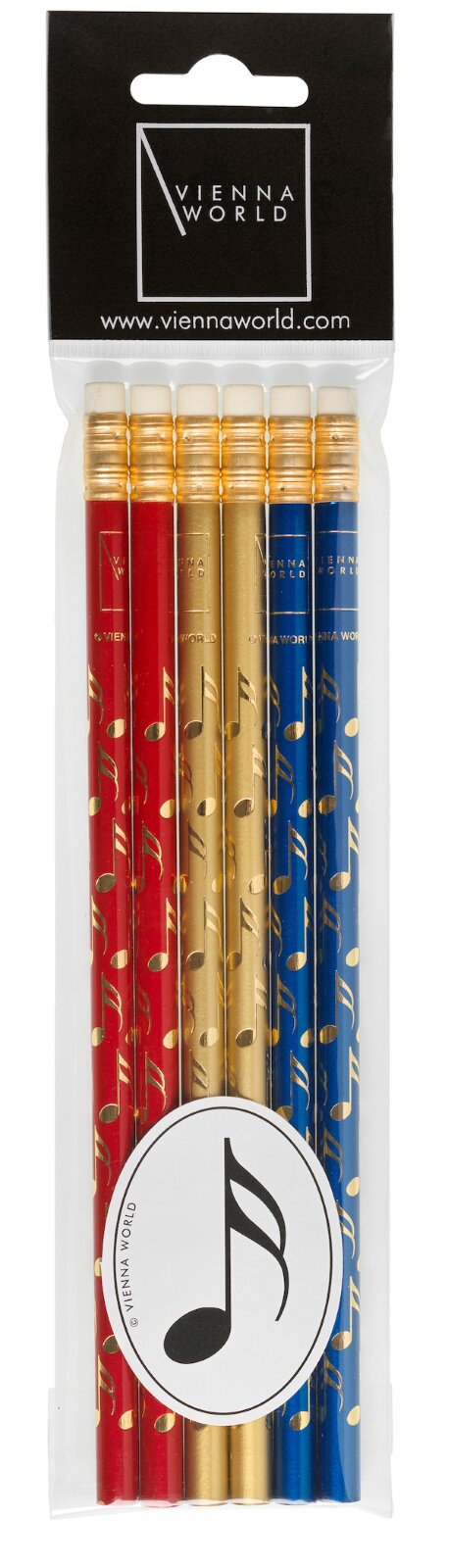 Vienna World Set 6 Pencil with eraserPencil Set - Notes (Colored 6 Pack) red / gold / blue (6 pieces per package) Schreibmaterial Z 727 : photo 1