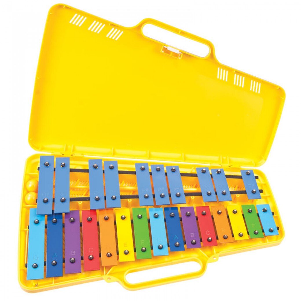 Angel yellow metallophone 2 chromatic octaves 25 bars delivered with mallets : photo 1