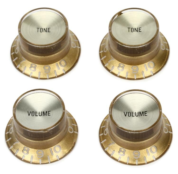 Gibson Top Hat Knobs Gold with Gold Metal Insert : photo 1