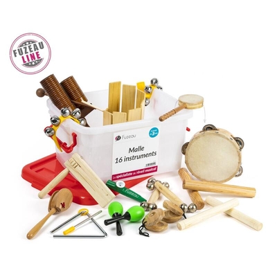 Fuzeau 16-instrument trunk (percussion: wood, skin, iron)