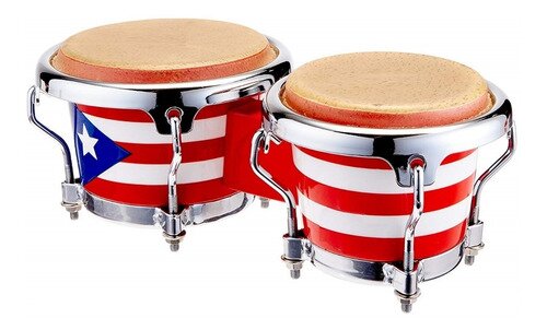 Latin Percussion M201-PR Bongos Puerto Rican Flag Chrome (special order only) (LP811014) : photo 1