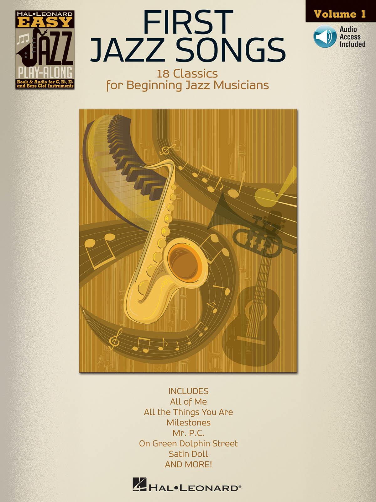 Hal Leonard First Jazz Songs Flute Violin Guitar Clarinet Trumpet Saxophone Trombone Chords Easy Jazz Play Along / Easy Jazz Play-Along Volume 1 : photo 1