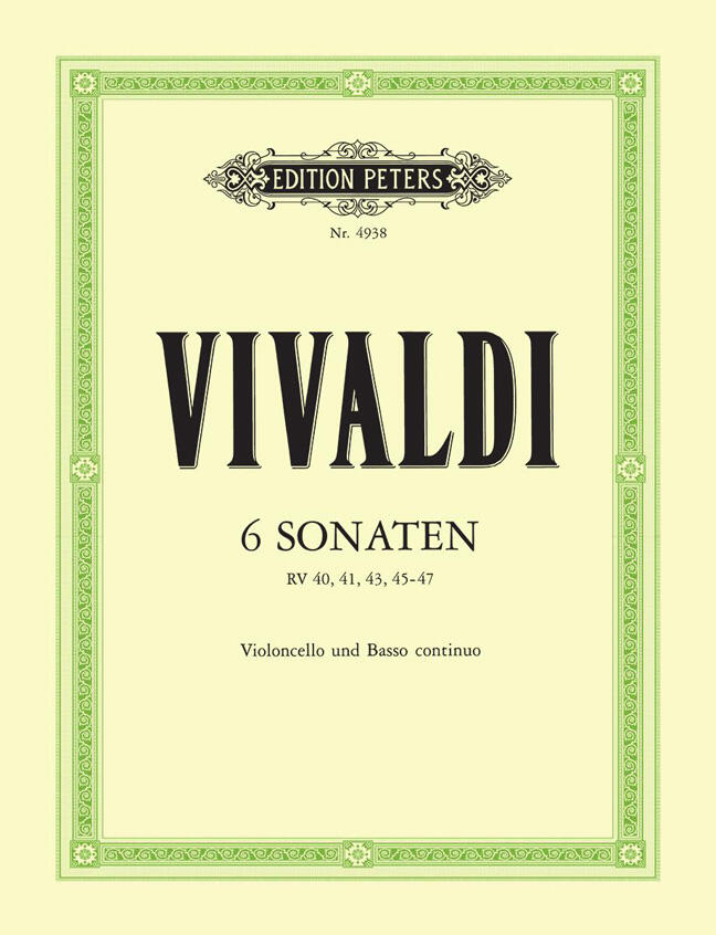 Six Sonates RV 40 41 43 45-47 pour violoncelle et basse continue 6 Sonatas : photo 1