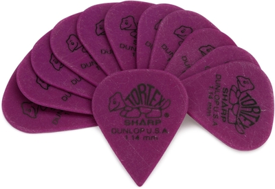 Dunlop 412P1.14 Bag of 12 pieces Tortex Sharp 1.14 Purple