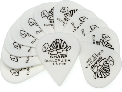 Dunlop 412P1.5 Beutel mit 12 Stück Tortex Sharp 1.5 White