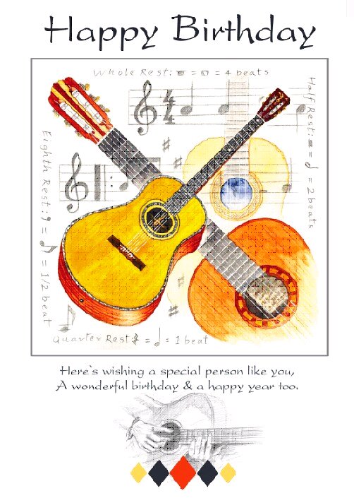 Music Sales Ltd Little Snoring Gifts Guitar Pattern Greeting Cards : photo 1