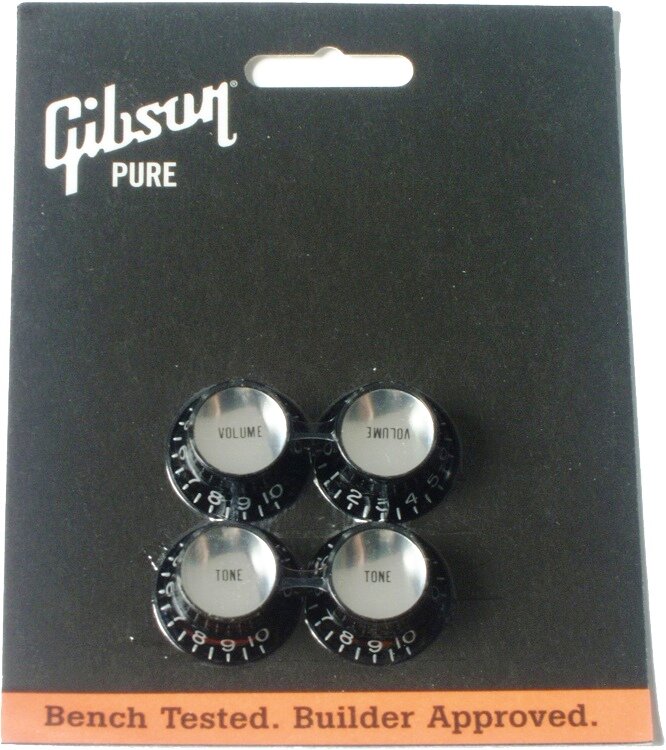 Gibson Top Hat Knobs Black with Silver Metal Insert : miniature 1