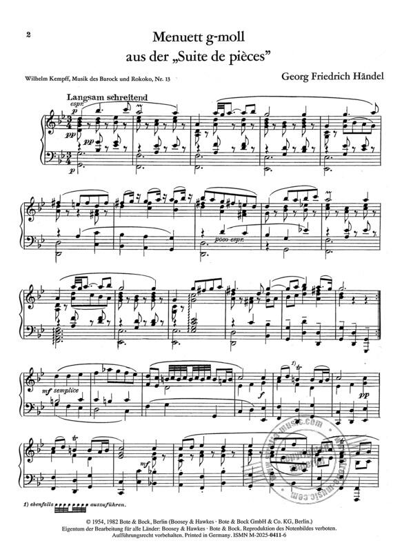 Händel Georg Friedrich Menuet g moll Arrangé par Wilhelm Kempff : photo 1