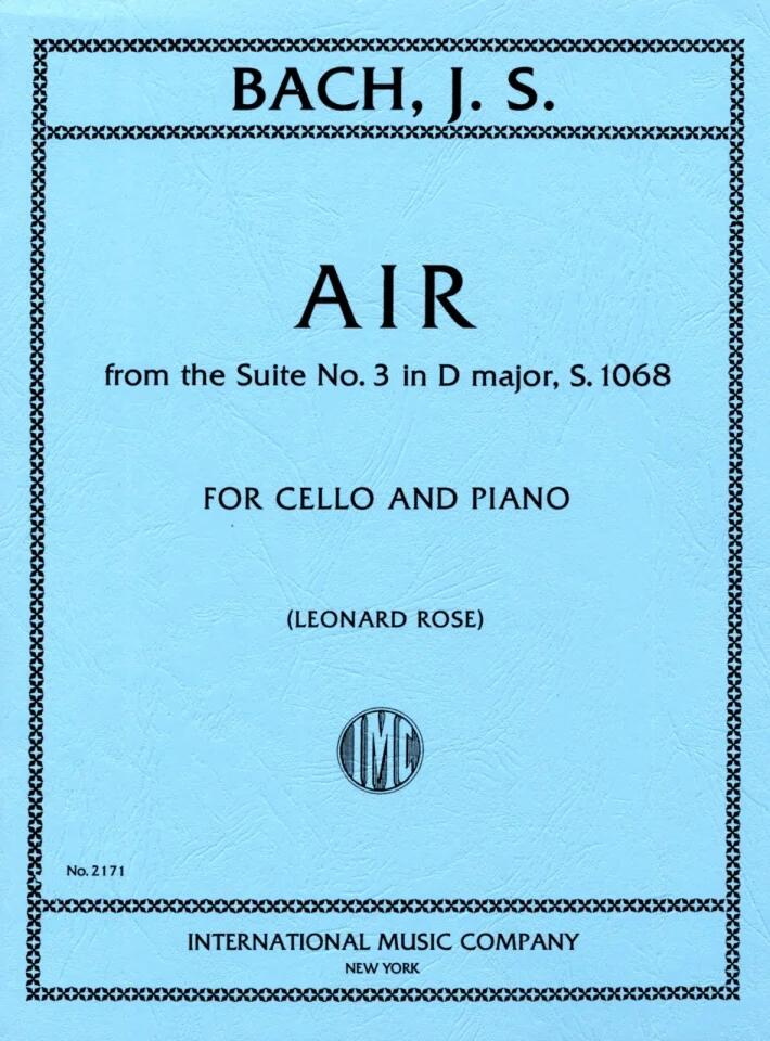 International Music Co. J-S. Bach Aria Suite No 3 D Dur (Major) BWV 1068 Vc Pn Arr Rose Leonard : photo 1