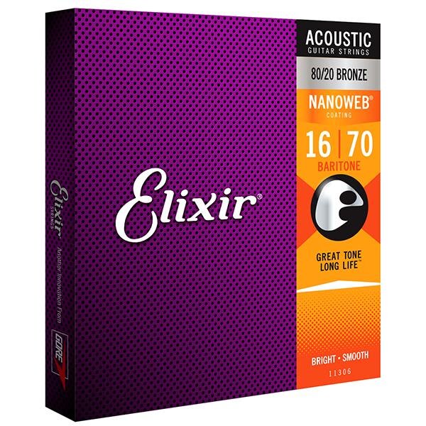 Elixir Acoustic NANOWEB 80/20 Bronze Coating .016-.070 Baritone : photo 1