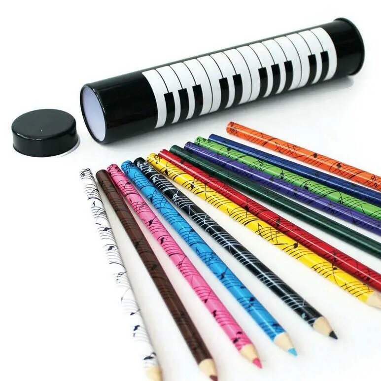 Boullard Musique 12 crayons crayons de couleur dans une boîte design clavier : photo 1