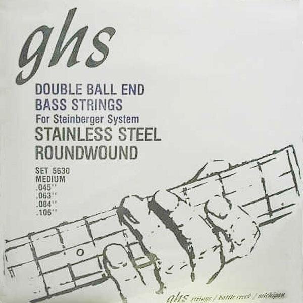 GHS El. Bass 4-Saiter DOPPELKUGEL Ende .045-.105 Stainl. Stahl, rund gewickelt, Medium : photo 1