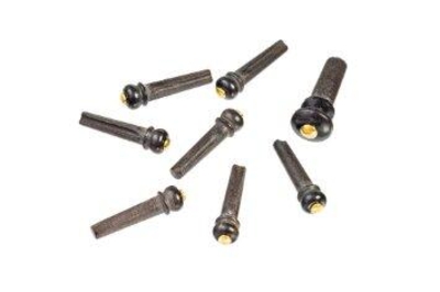 Planet Waves Ebony Bridge & end Pins set of 7 with Brass Head (w/ free extra bridge pin)