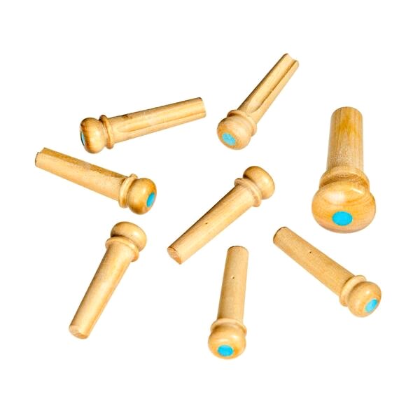 Planet Waves Boxwood Bridge & end Pins set of 7, with Genuine Turquoise Inlay : photo 1