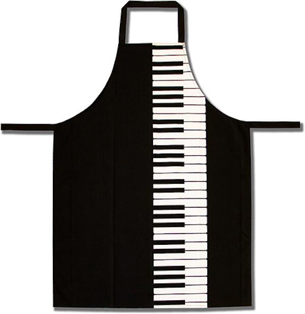 Vienna World Apron with keyboard pattern 88x70cm black 100% cotton Apron Keyboard black, 88 x 70 cm Schürze K 613 : photo 1