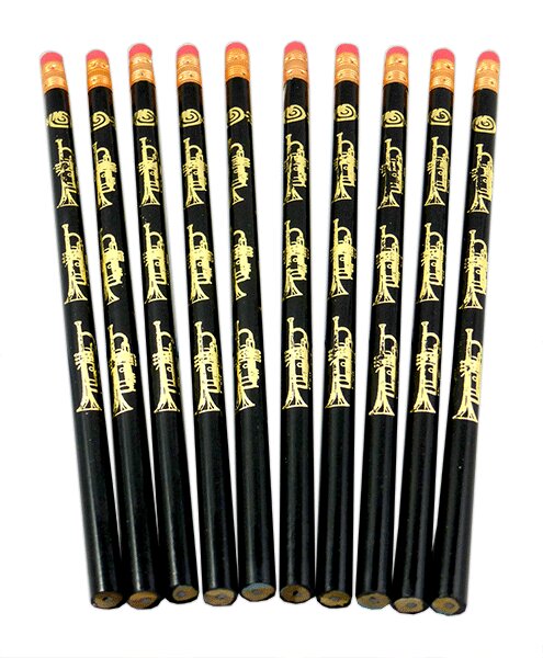 AIM GIFTS Black / gold pencil with trumpet eraser (part) : photo 1