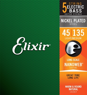 Elixir 14207 Electric Bass Nanoweb 5 cordes