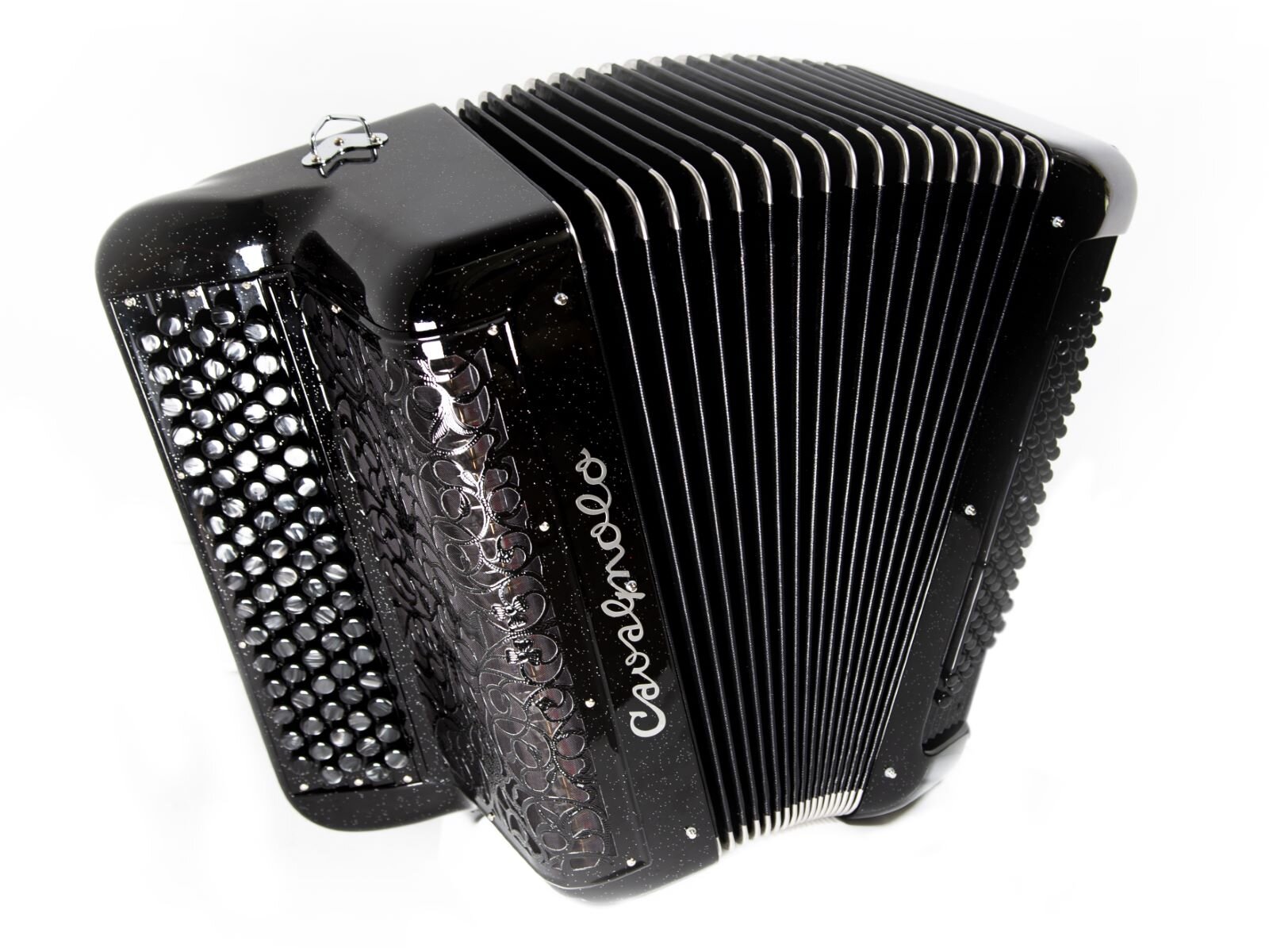 Cavagnolo Orchestra 5 New Tech Color black silver glitter, 3 stimmig, amerikanische Musette, Carbonkoffer : photo 1