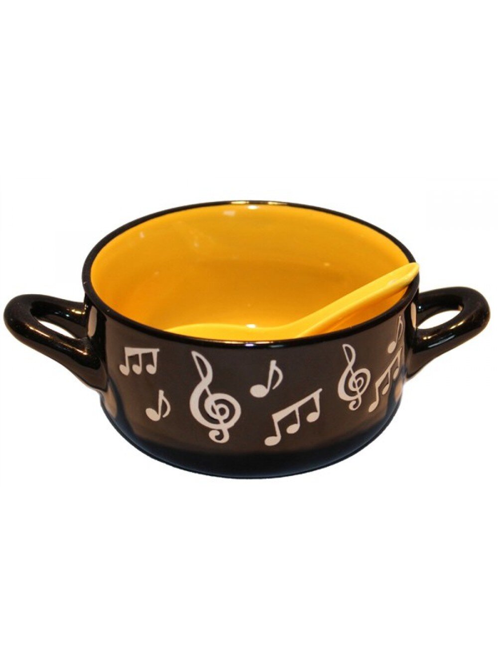 Music Sales Musical Note Cereal / Soup Bowl with Spoon Yellow : photo 1