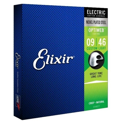 Elixir 19027 OPTIWEB COATING Nickel Plated Steel 09 | 46 Custom Light