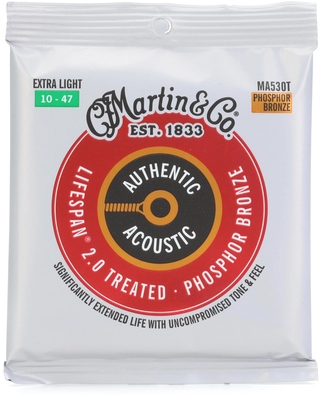 Martin & Co MA530T Authentic Acoustic Lifespan Treated - 92/8 Phos. Bronze .010-.047 - Extra Light