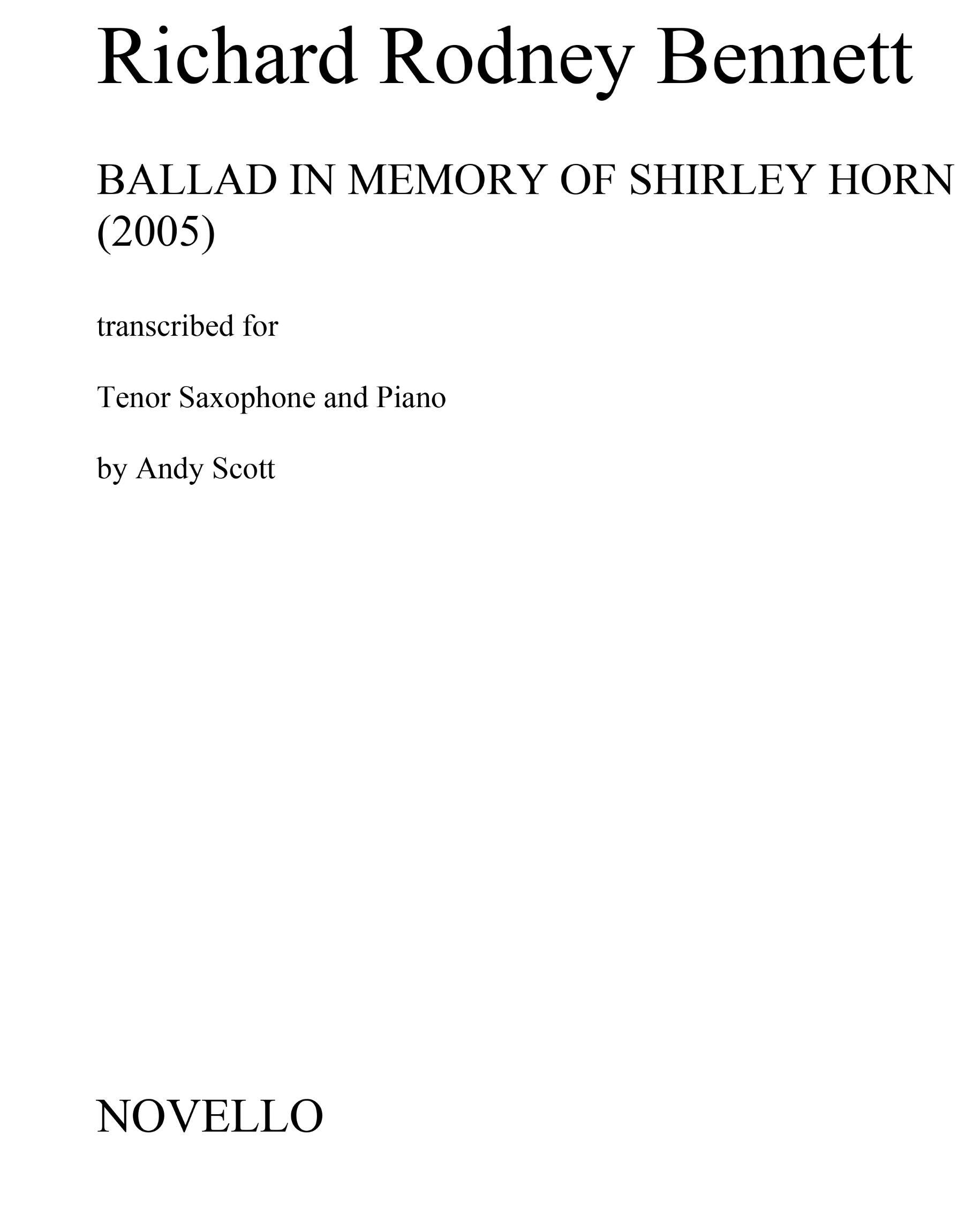 Ballad In Memory of Shirley Horn (Tenor Saxophone) : photo 1