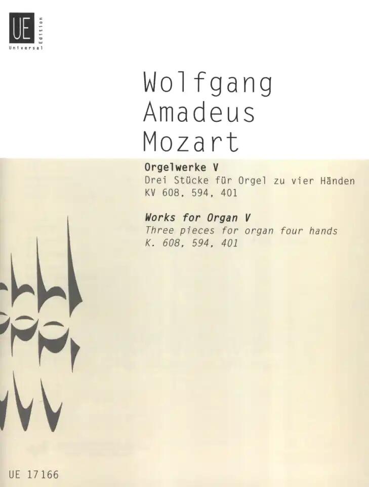 Orgelwerke 5 Kv608 594 401 4H.  Wolfgang Amadeus Mozart  Orgel Buch  UE 17166 : photo 1