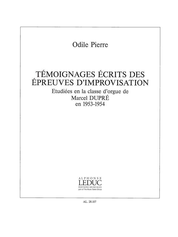 Alphonse Temoignages Ecrits Des Epreuves Improvisation Classe Dupre - 1953-54 Pierre : photo 1