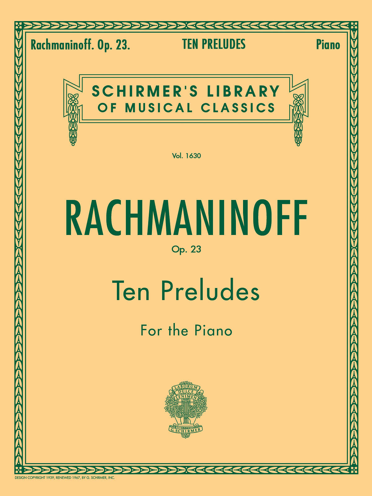 Ten Preludes For Piano Op.23 G. Schirmers Library of Musical Classics Sergei Rachmaninov  Klavier Buch Klassik GS26061 : photo 1