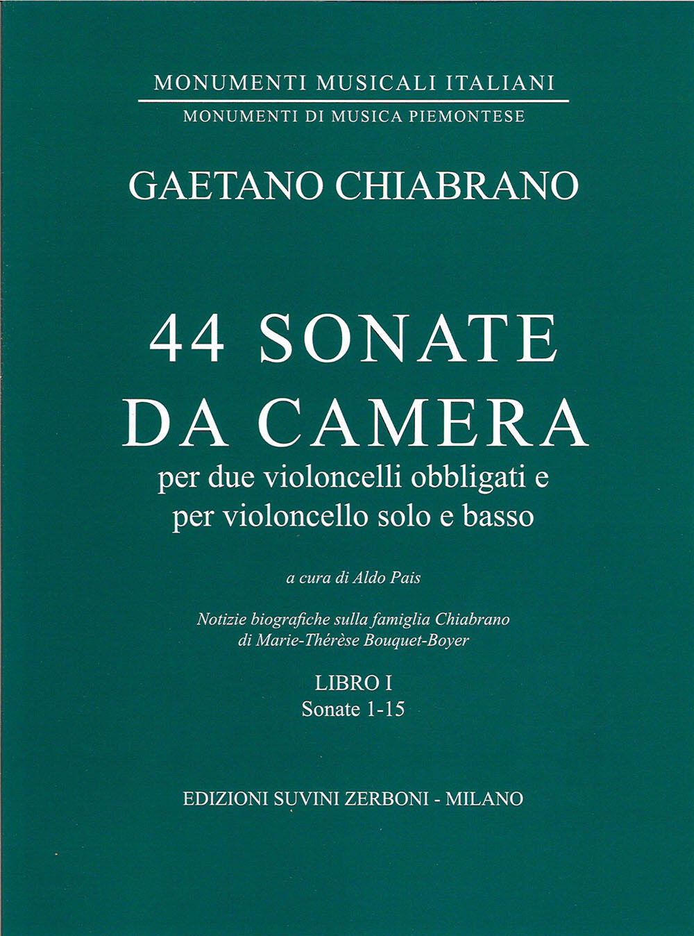 44 Sonate Da Camera (Libro I)  Gaetano Chiabrano   Partitur  ESZ 00934800 BIS : photo 1