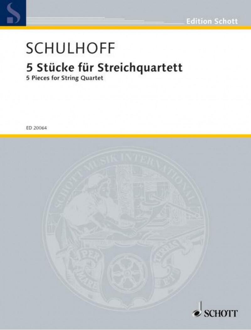 5 Pieces for String Quartet  Erwin Schulhoff  Streichquartett Partitur + Stimmen  ED 20064 : photo 1