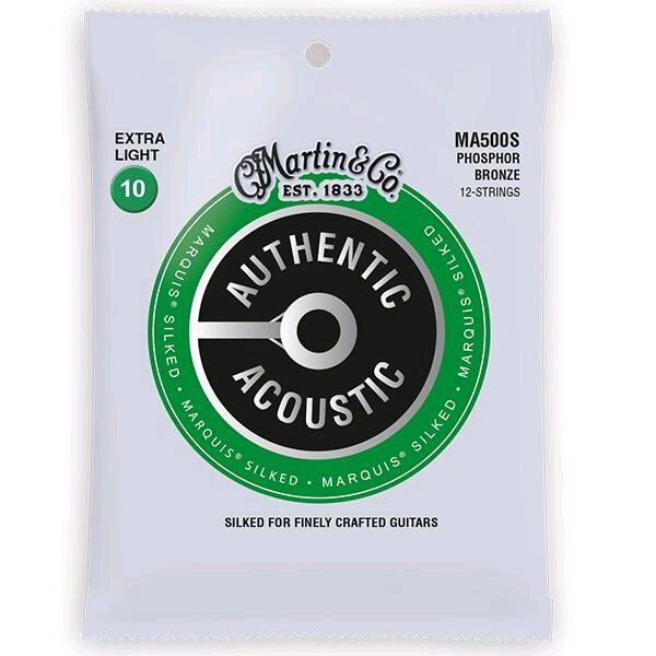 Martin & Co MA500S Authentic Ac., Marquis Silked - 92/8 Phos. Bronze 12-String .010/.010 - .047/.027 - Extra Light : photo 1
