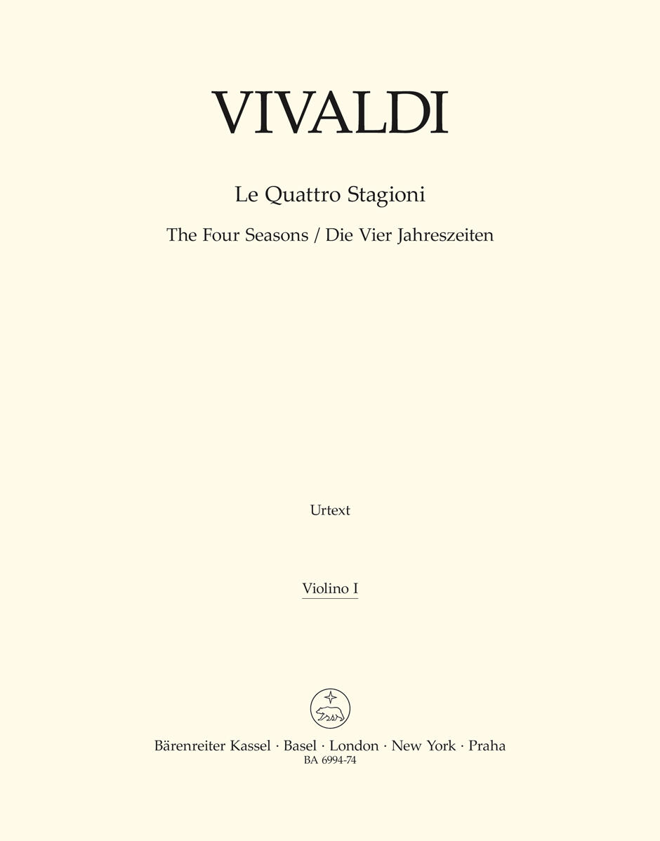 The Four Seasons (Violin I)  Antonio Vivaldi  Streichorchester Stimme  BA6994-74partie violon 1 (BA6994-74) : photo 1