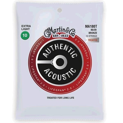 Martin & Co MA180T Authentic Acoustic Lifespan Treated - 80/20 Bronze 12-String .010/.010 - .047/.027 - Extra Light