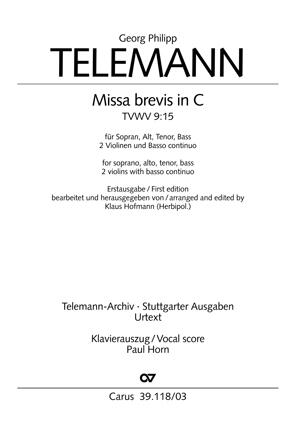Missa brevis  Georg Philipp Telemann  SATB, 2 Violins and BC Klavierauszug Messe CV 39.118/03 : photo 1