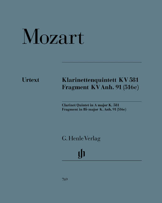 Klarinettenquintett KV.581 Fragment KV.Anh.91  Wolfgang Amadeus Mozart  Wind Ensemble Buch Klassik HN 769 : photo 1