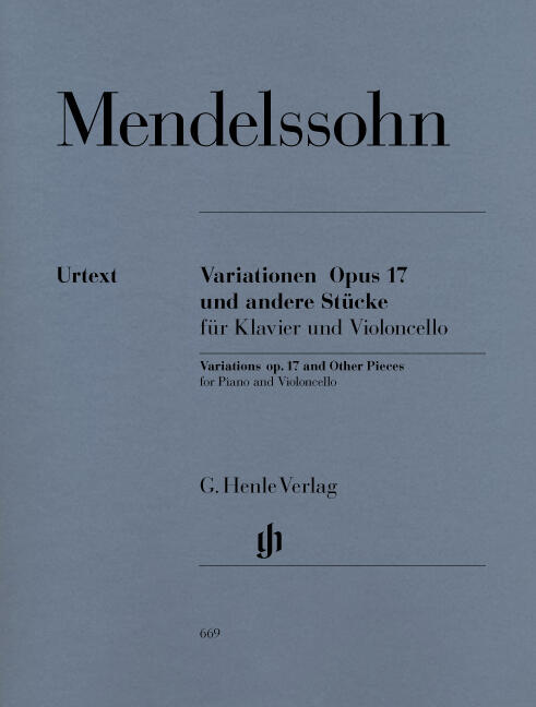 Variations op. 17 et autres morceaux pour piano et violoncelle Variationen Opus 17 Und Andere Stücke  Felix Mendelssohn Bartholdy  Cello und Klavier Buch  HN 669 : photo 1
