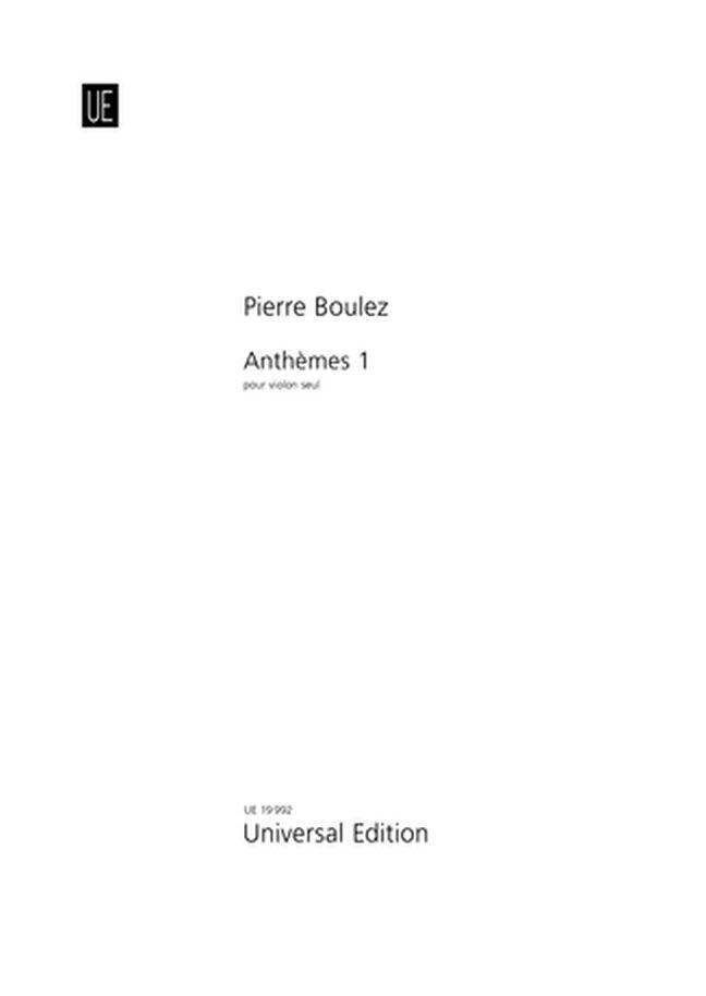 Anthèmes 1  Pierre Boulez  Violin Buch  UE 19992 : photo 1