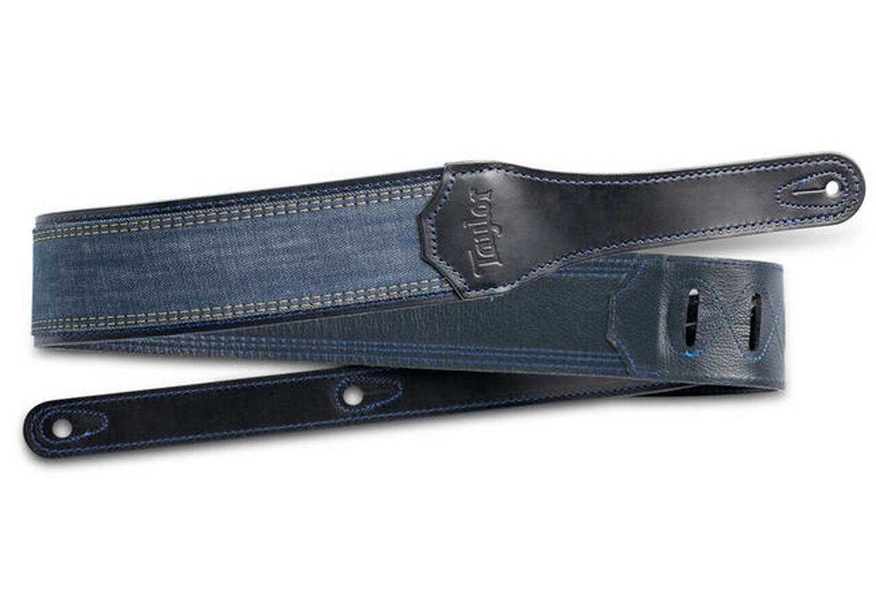 Taylor Blue Denim Strap, Navy Leather Edges, 2.5