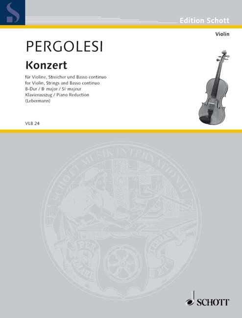 Concerto Bb Major  Giovanni Battista Pergolesi  Violin, Strings and Basso Continuo Klavierauszug  VLB 24 : photo 1